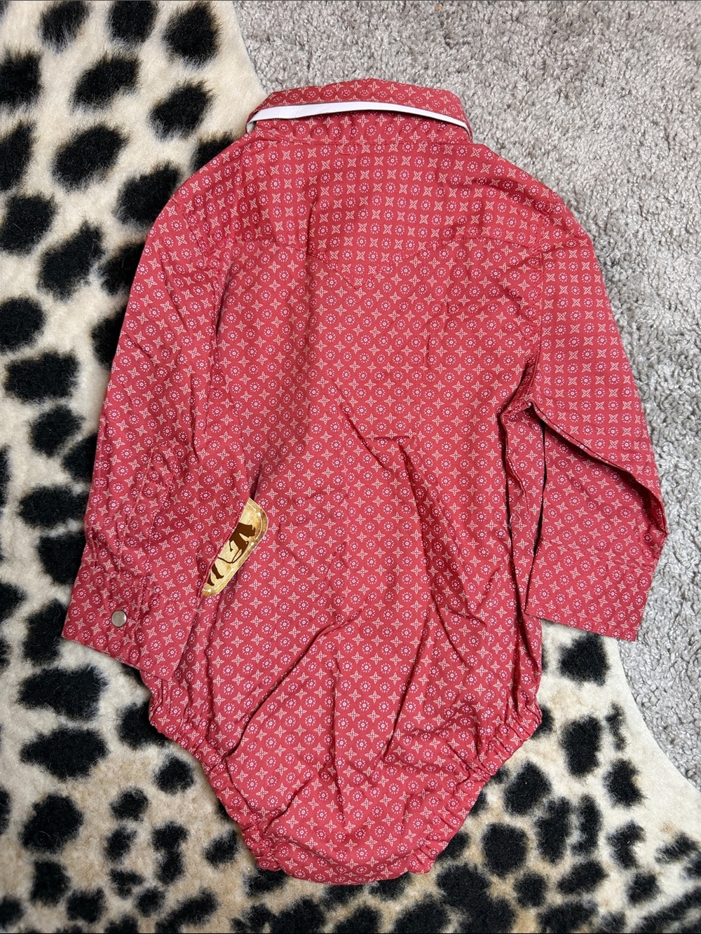 Wrangler Red Printed Western Snap Infant Bodysuit - Picture 3 of 3